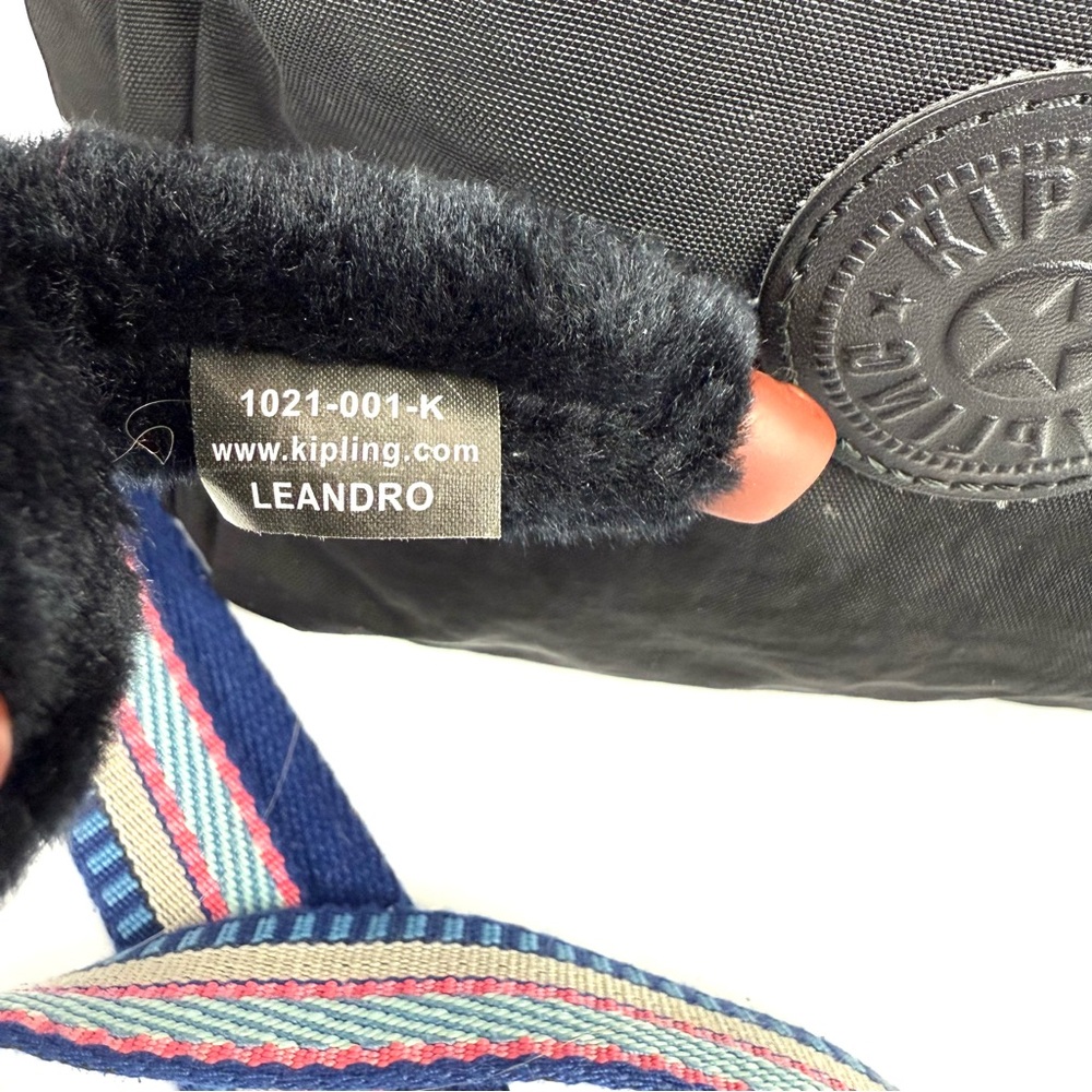Kipling Crossbody Bag Black Striped Strap‎ Handbag Purse Unique Saddle Handbag - Picture 3 of 11